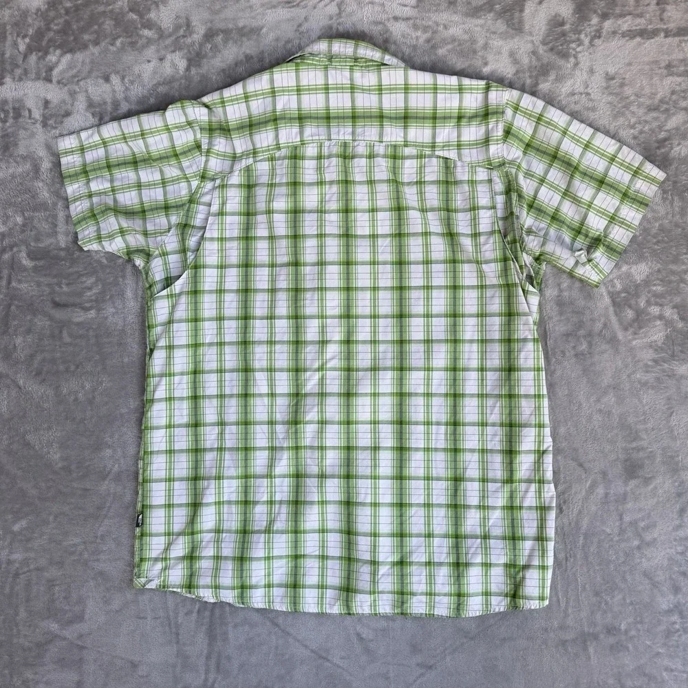 The North Face Shirt Mens XL Green Plaid Button Up Short Sleeve Hiking Fishing